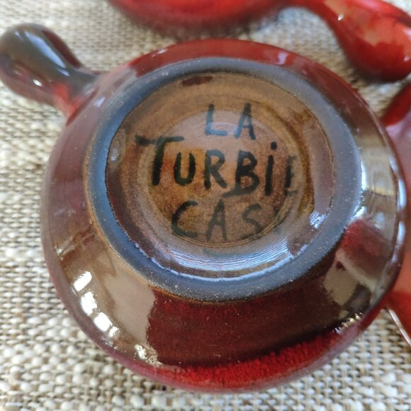 La Turbie France Bowls Plates Set of 8, VTG Studio Art Pottery Terracotta signed - Picture 8 of 14